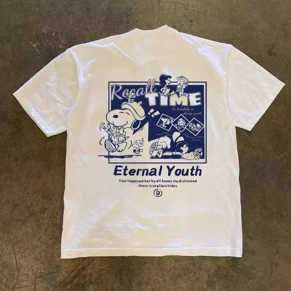 KAOS KOREA STYLE T-SHIRT BIRU SNOPPY KAOS WANITA HITAM KAOS PRIA DAN WANITA KAOS COTTON COMBED