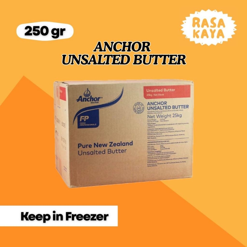 Anchor Unsalted Butter 250 Gram Mentega Tawar