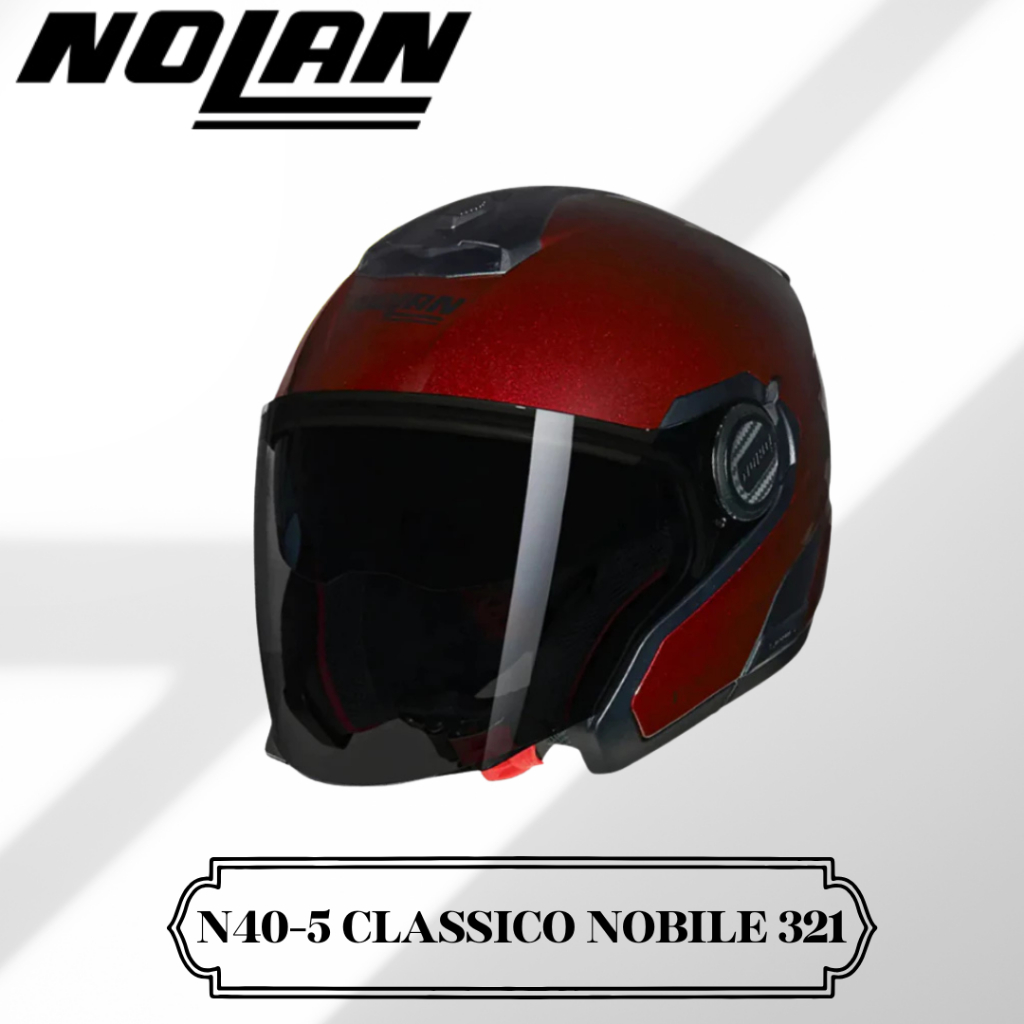Helm Nolan N40-5 Classico Nobile 321 Red Half Face Double Visor SNI ECE Original