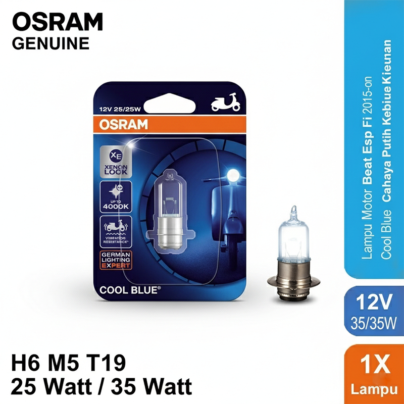 Osram H6 Halogen COOL WHITE COOL BLUE  Bohlam Motor Rodamas Cahaya Putih Kebiruan Elegan