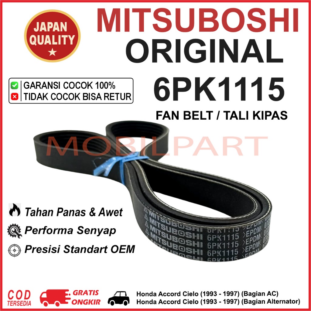Fan Belt 6PK1115 Mitsuboshi - Honda Accord Cielo (1993 - 1997) Bagian AC & Amper Alternator