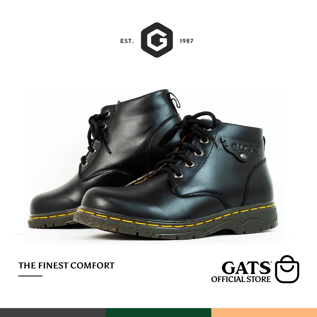 GATS - DM 1351 - Sepatu Kulit Boots Hitam Casual Pria