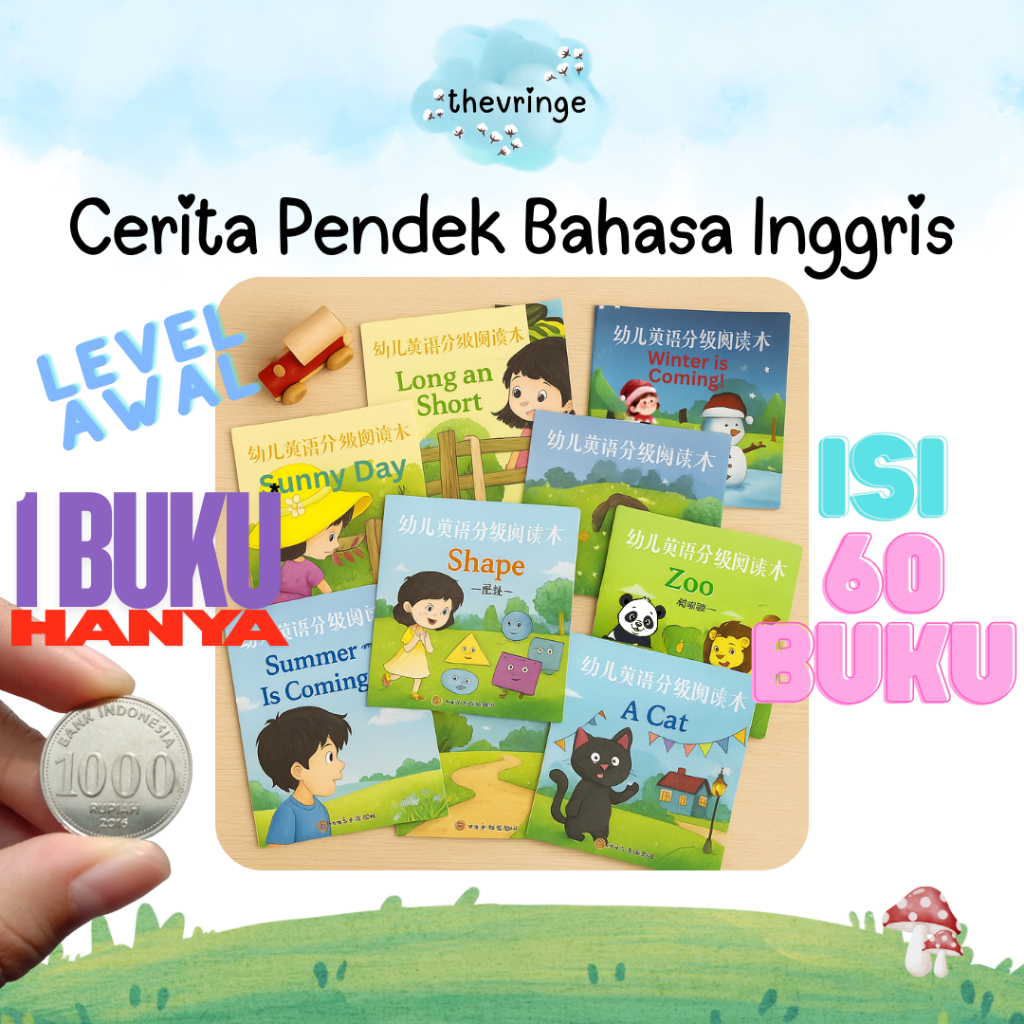 Set 60 Buku Mini Edukasi Belajar Bahasa Inggris untuk Anak TK & SD Buku Cerita Pendek Bahasa Inggris