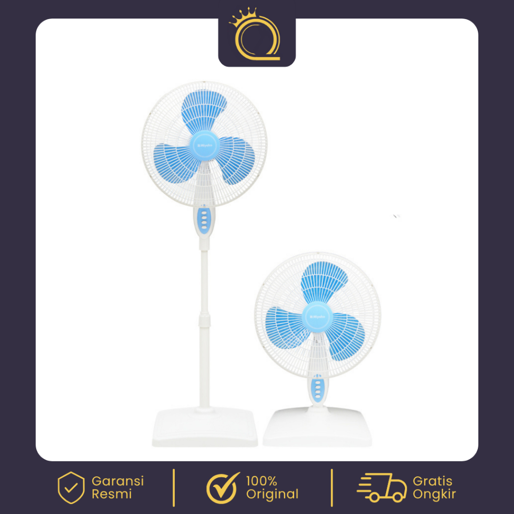 Miyako Kipas Angin Berdiri & Meja 16 Inch KAS-1618 KB PL Duo Stand & Desk Fan Jaring Plastik