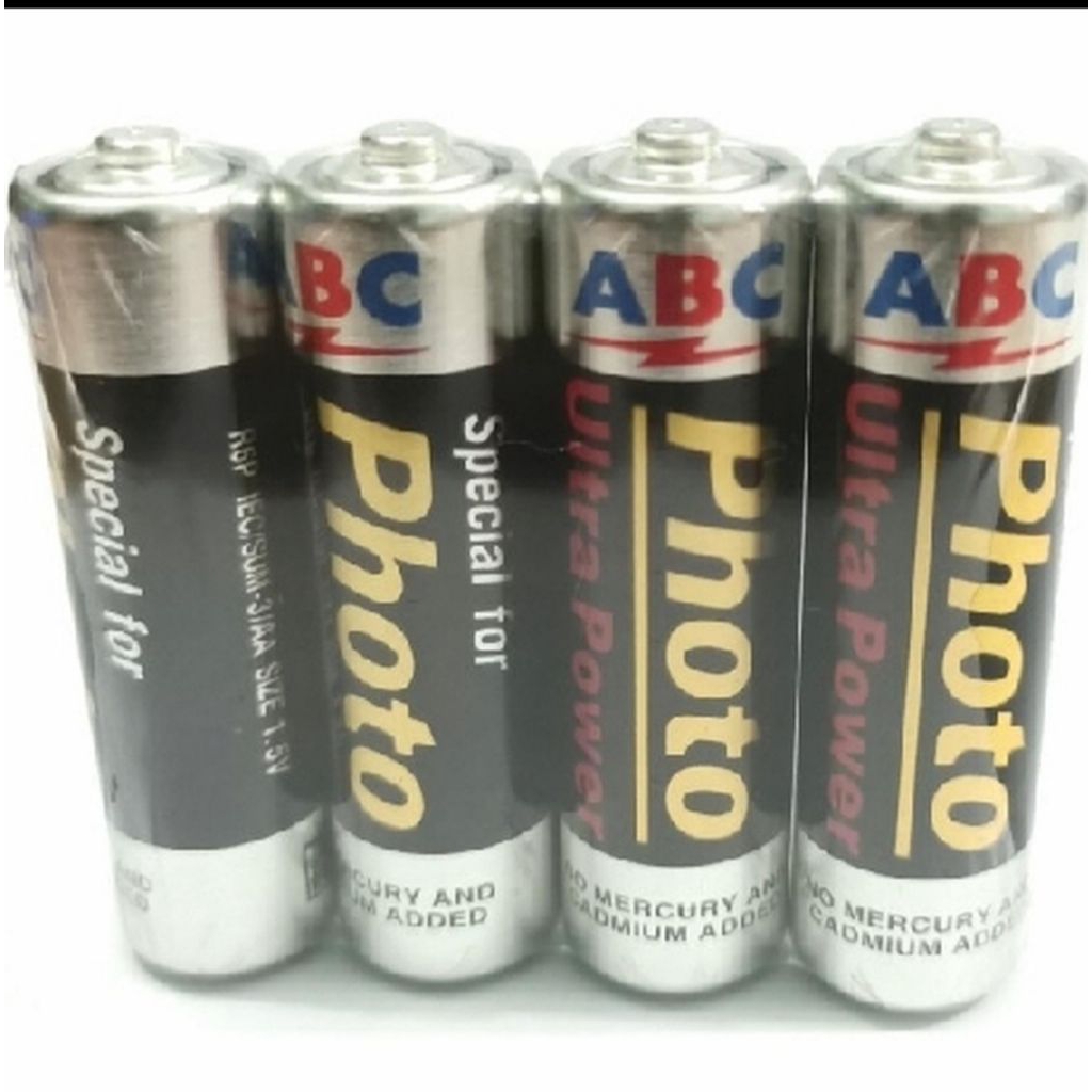 Baterai AA ABC PHOTO BATERAI 1,5 V ABC PHOTO HITAM