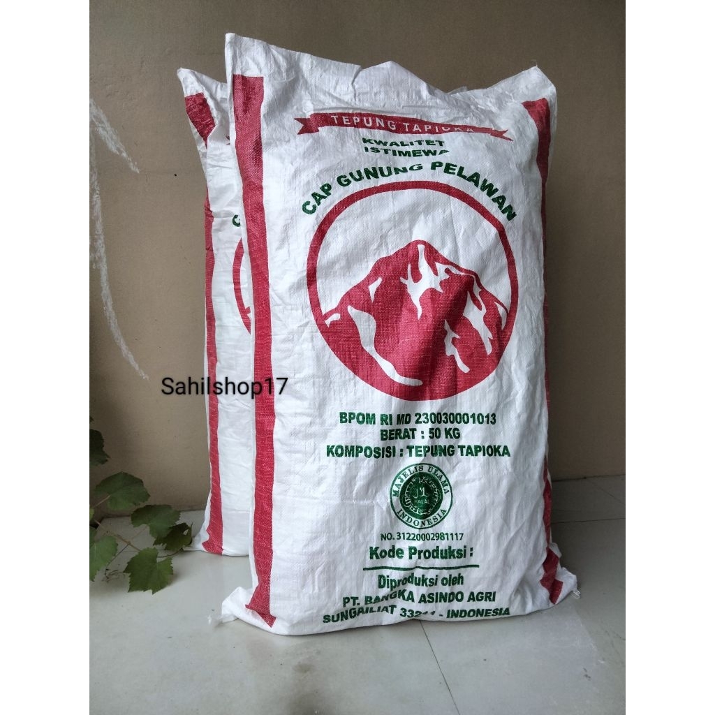 Karung Plastik 50 kg Cap Gunung Pelawan Bekas Tepung Tapioka Karung Bekas Aci Karung Isi 50 pcs