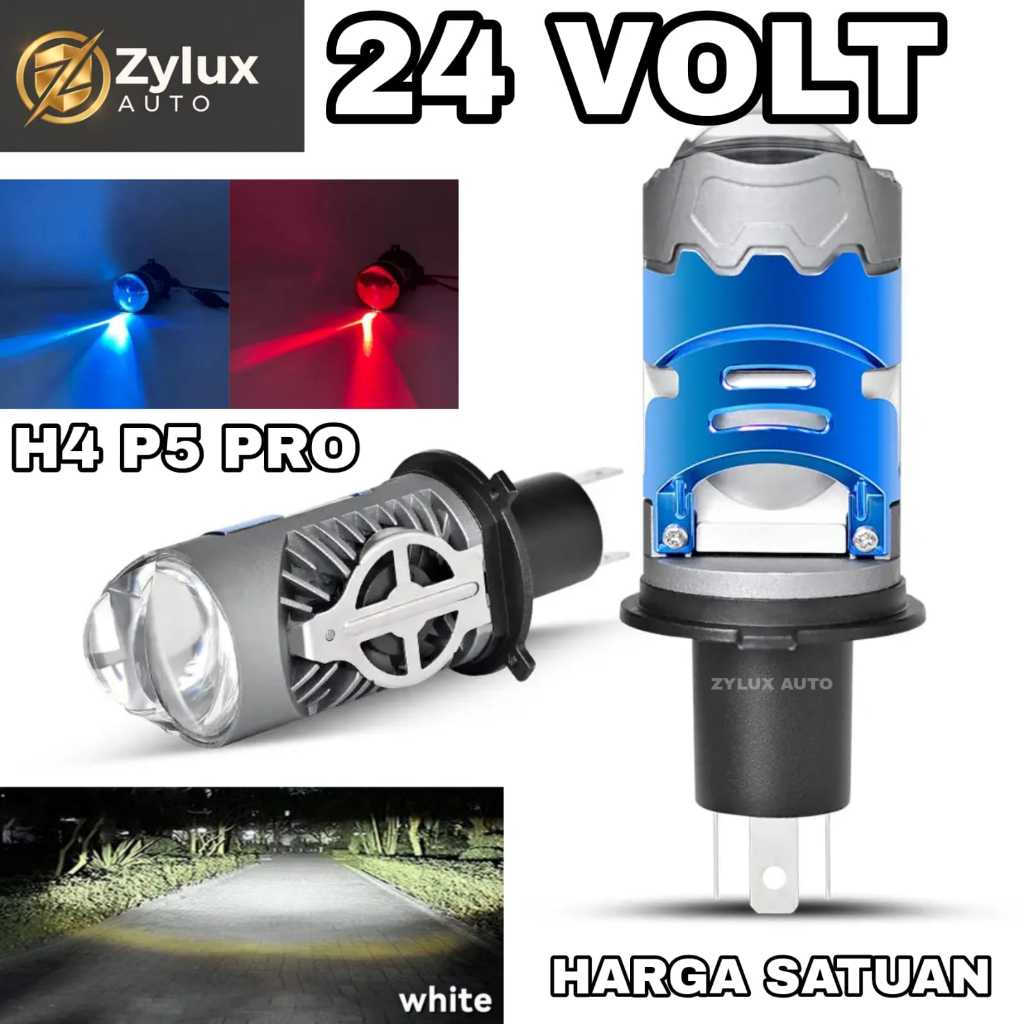 Lampu LED Depan 24 Volt Projector Utama P5 PRO Angel Demon Kipas Mini GS H4 Truk Bus Canter Fuso Tro