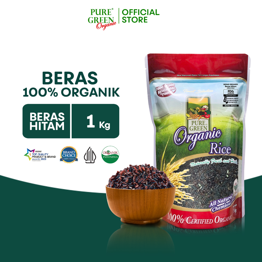 PureGreen Organic Rice Beras Hitam 1 kg | Pure Green Beras Diet Organik Beras Hitam 1kg