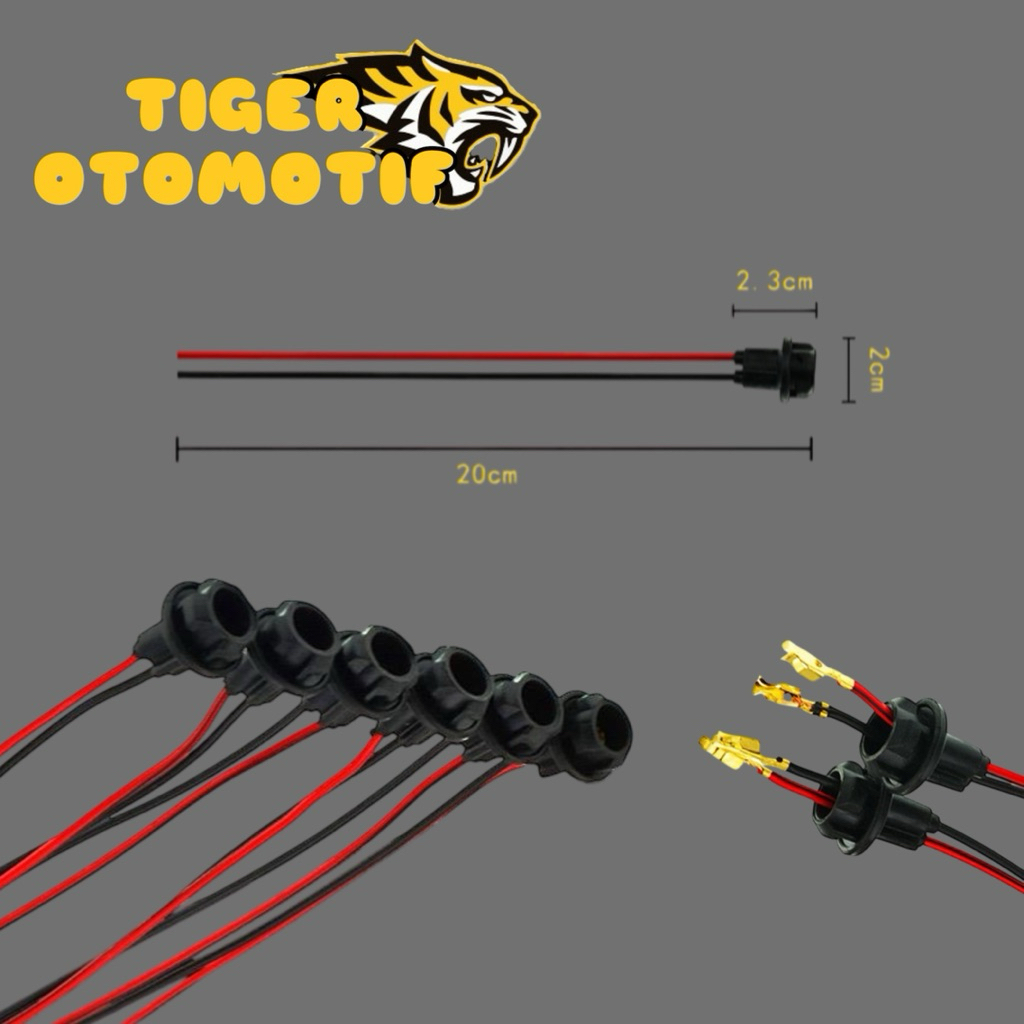 Fitting Lampu T10 Tancap Sein Soket Lampu Cucuk T10 Karet Lengkap Kabel +/- Soket Lampu Sen Soket La