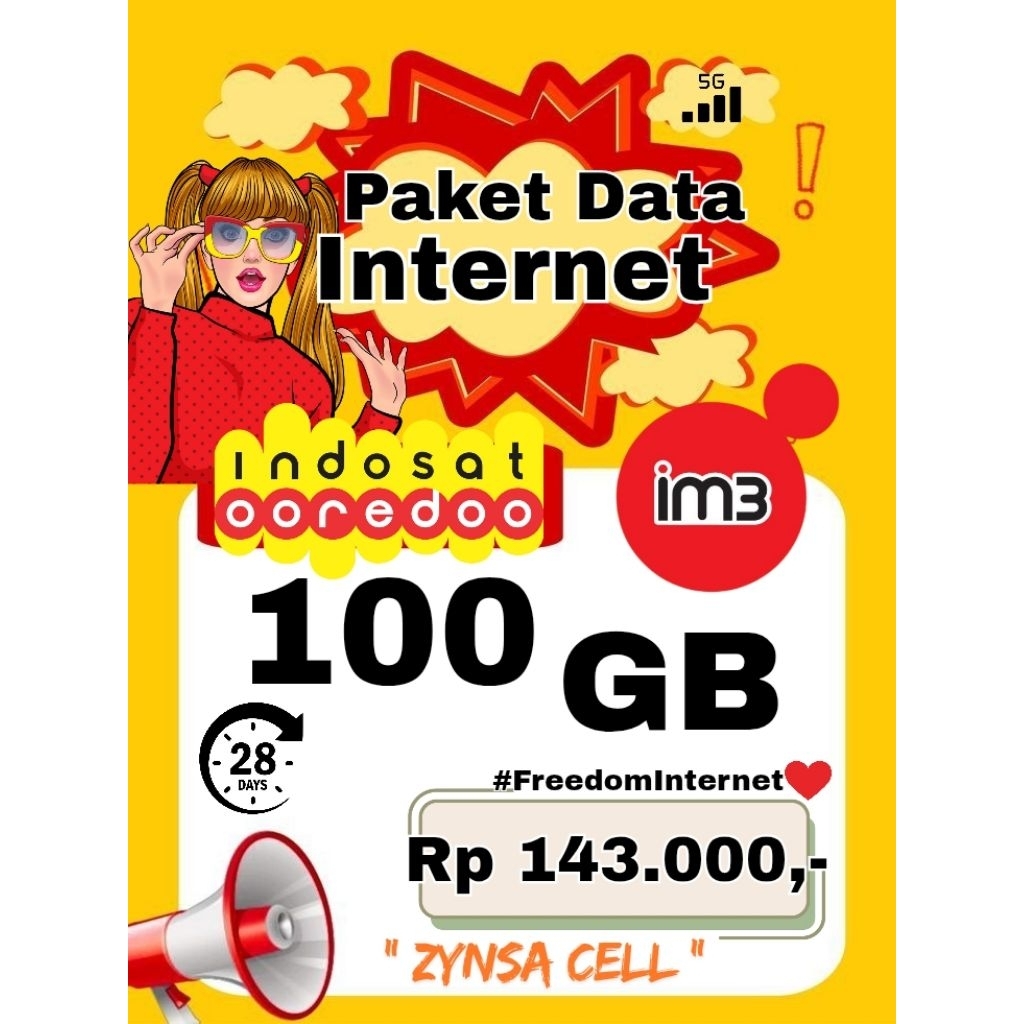 IM3 PAKET DATA INTERNET IM3 INDOSAT 100 GB FULL 28 HARI