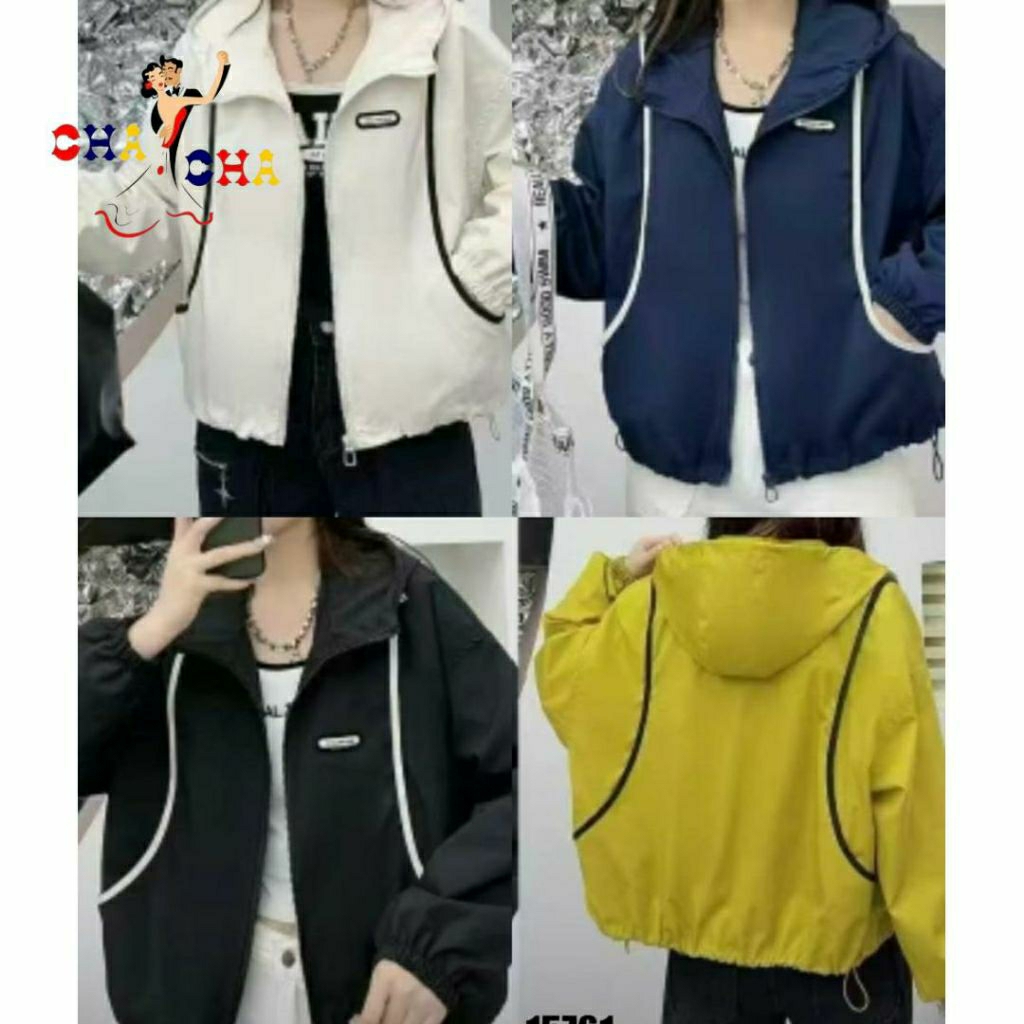 CHASHOP - JACKET PARASUT VARIASI LIST & POCKET/JACKET BOMBER CASUAL WANITA OVERSIZE