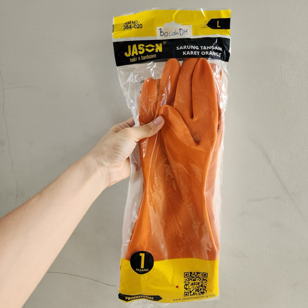 SARUNG TANGAN KARET ORANYE / SARUNG TANGAN LATEX / SARUNG TANGAN KARET TEBAL