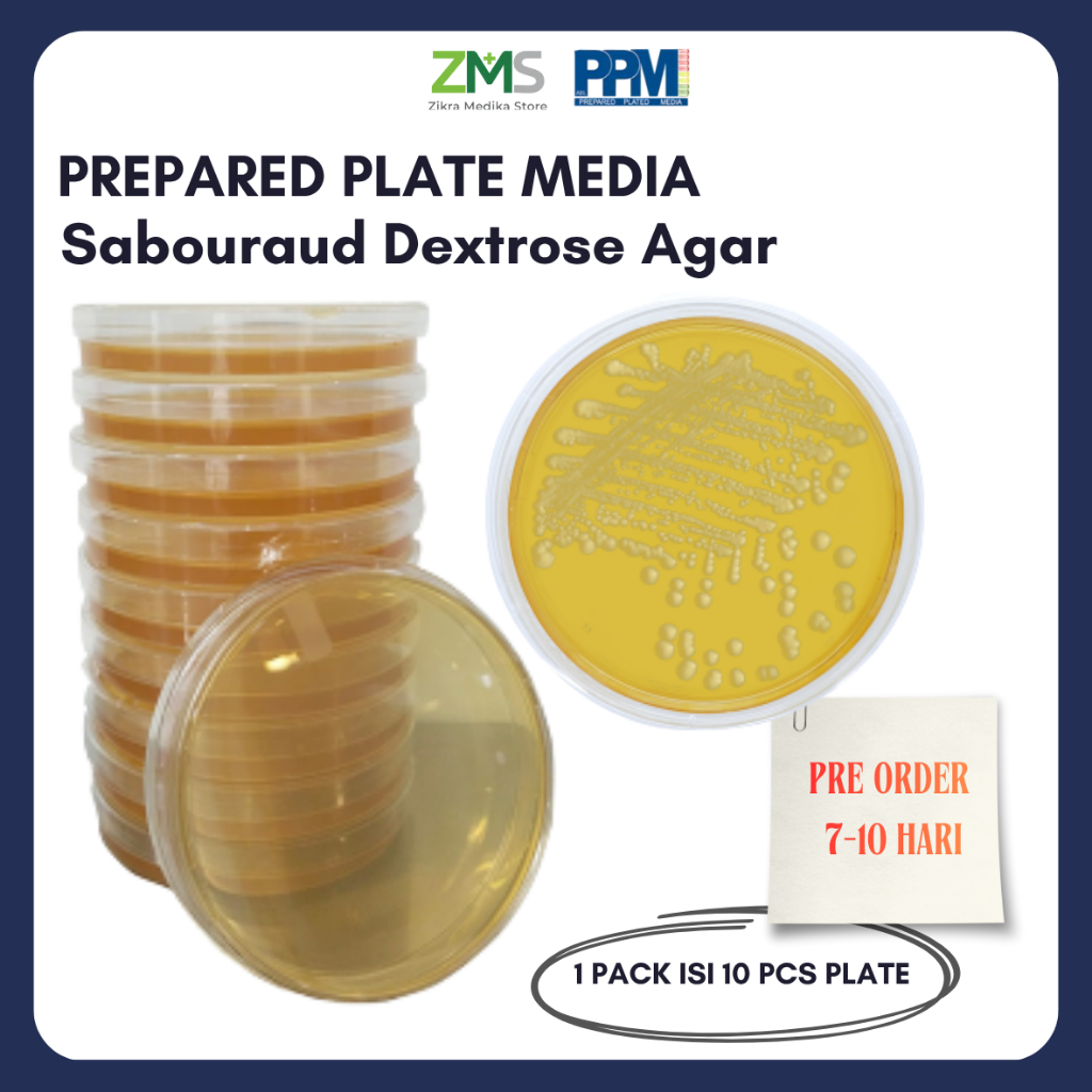 [PREORDER] Prepared Plate Media Sabouraud Dextrose Agar Laboratorium isi 10 | Media Pertumbuhan Bakt