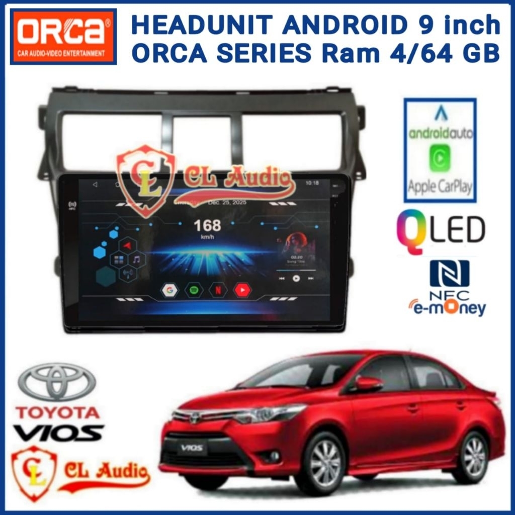 Head Unit Android ORCA Eco Series 9 Inch Toyota Vios 2007-2012