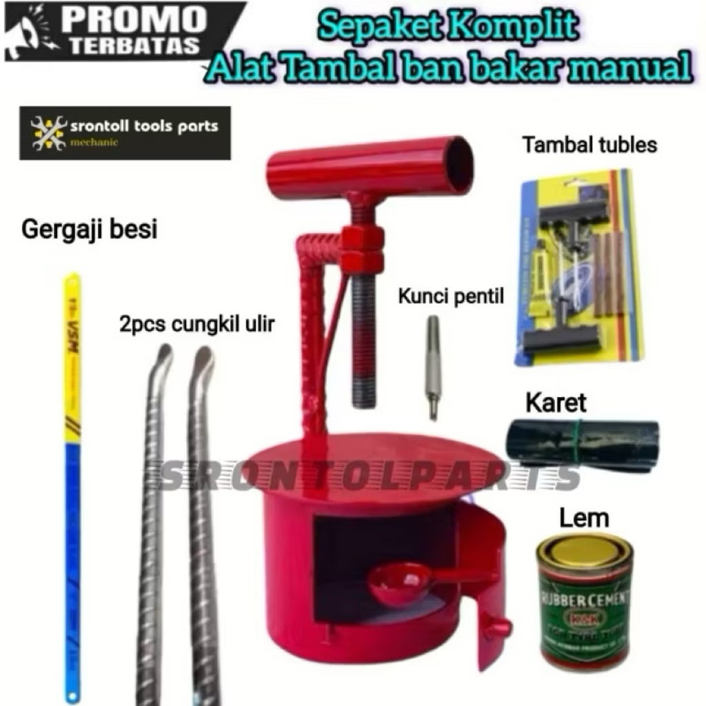 SEPAKET MURAH alat tambal ban bakar motor & tubeles alat tambal ban motor lengkap cukil ban kunci pe