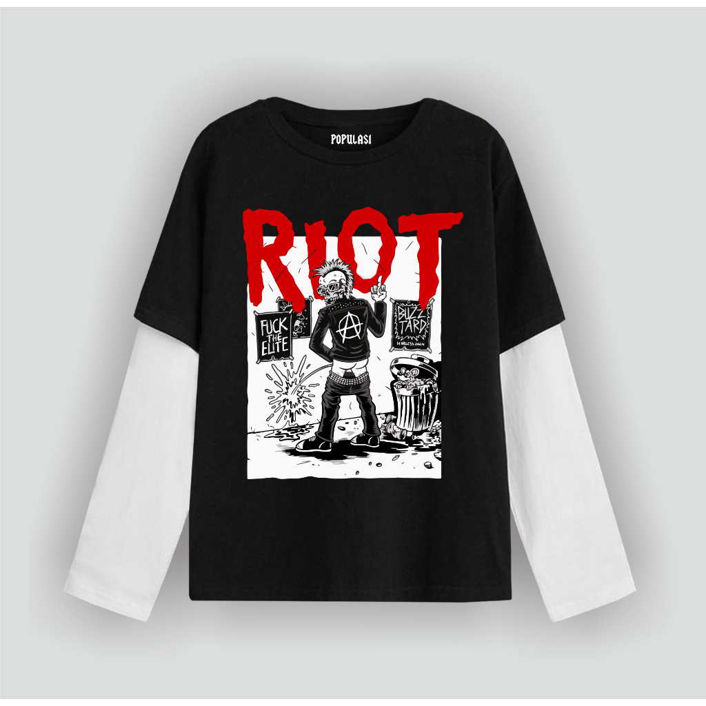 Cavenza T-shirt Double layer  long sleeve Riot Streatwear Unisex