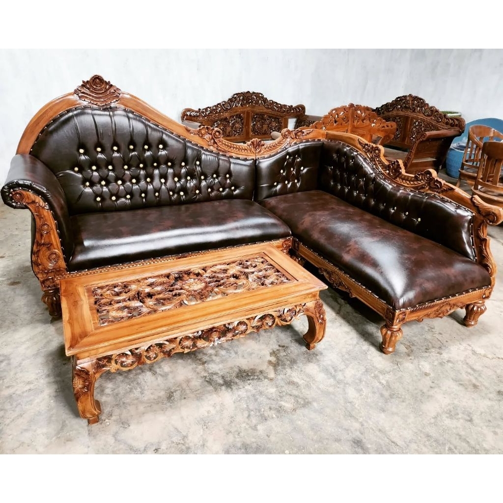 Sofa Tamu Sudut Jati Jepara