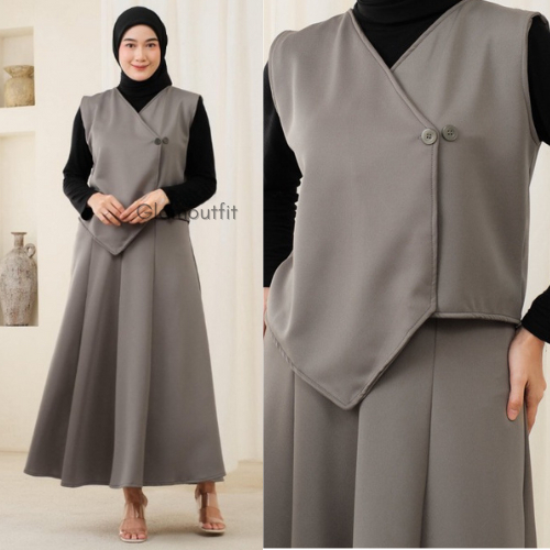 GLAM - Naomi Vest Set - One Set Rok - Set Blazer Wanita - Setelan Rok Wanita - Setelan Rok - Rok Pan