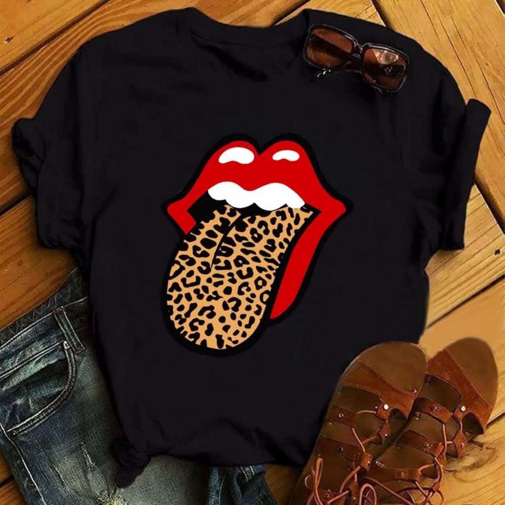 Baju Kaos Rolling Stones Classic Leopard Tongue T-Shirt Premium Cotton Combed 24s Original 100% | Pi