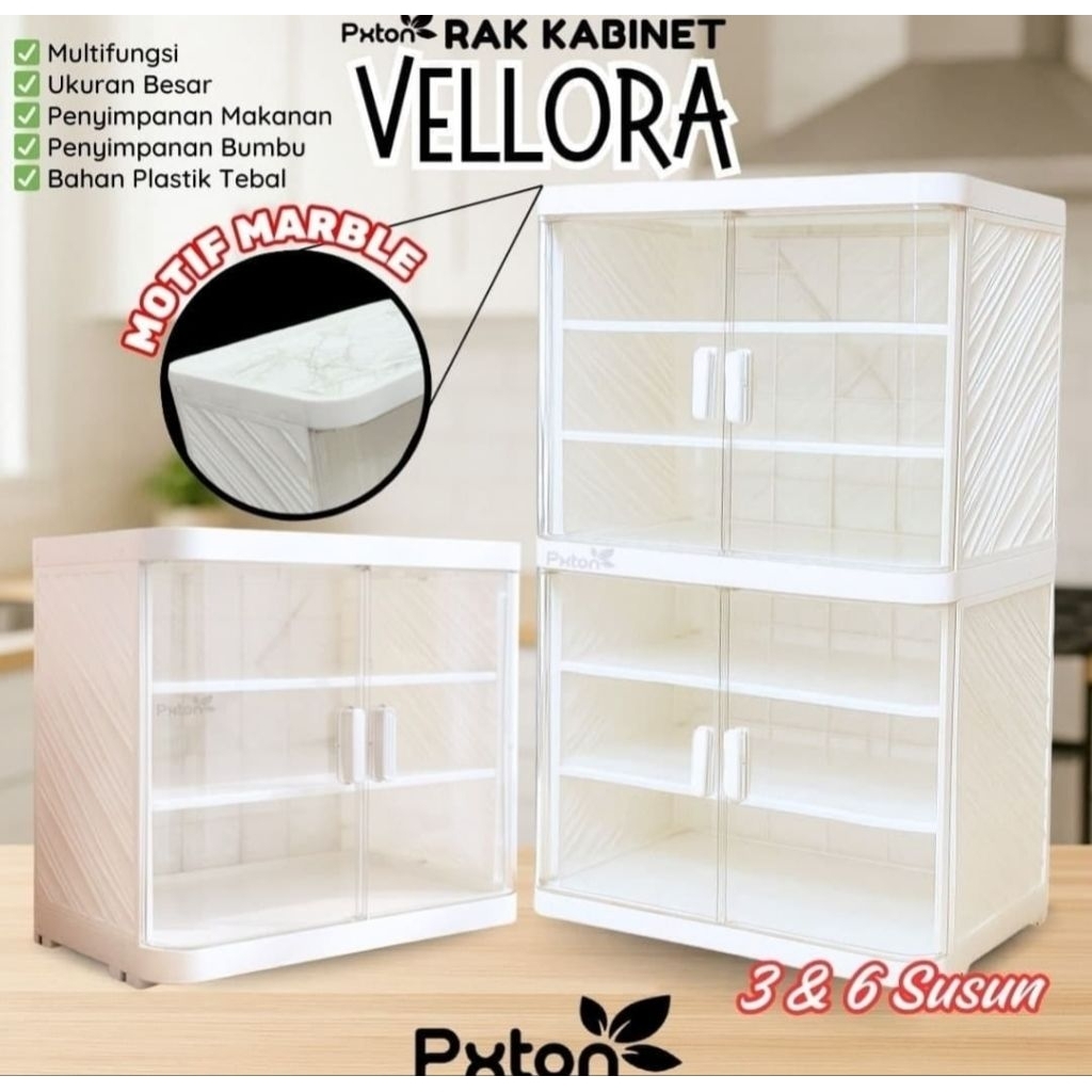 Pxton food cabinet VELLORA susun 3 dan susun 6 rak susun tempat simpan makanan rak saji kotak penyim