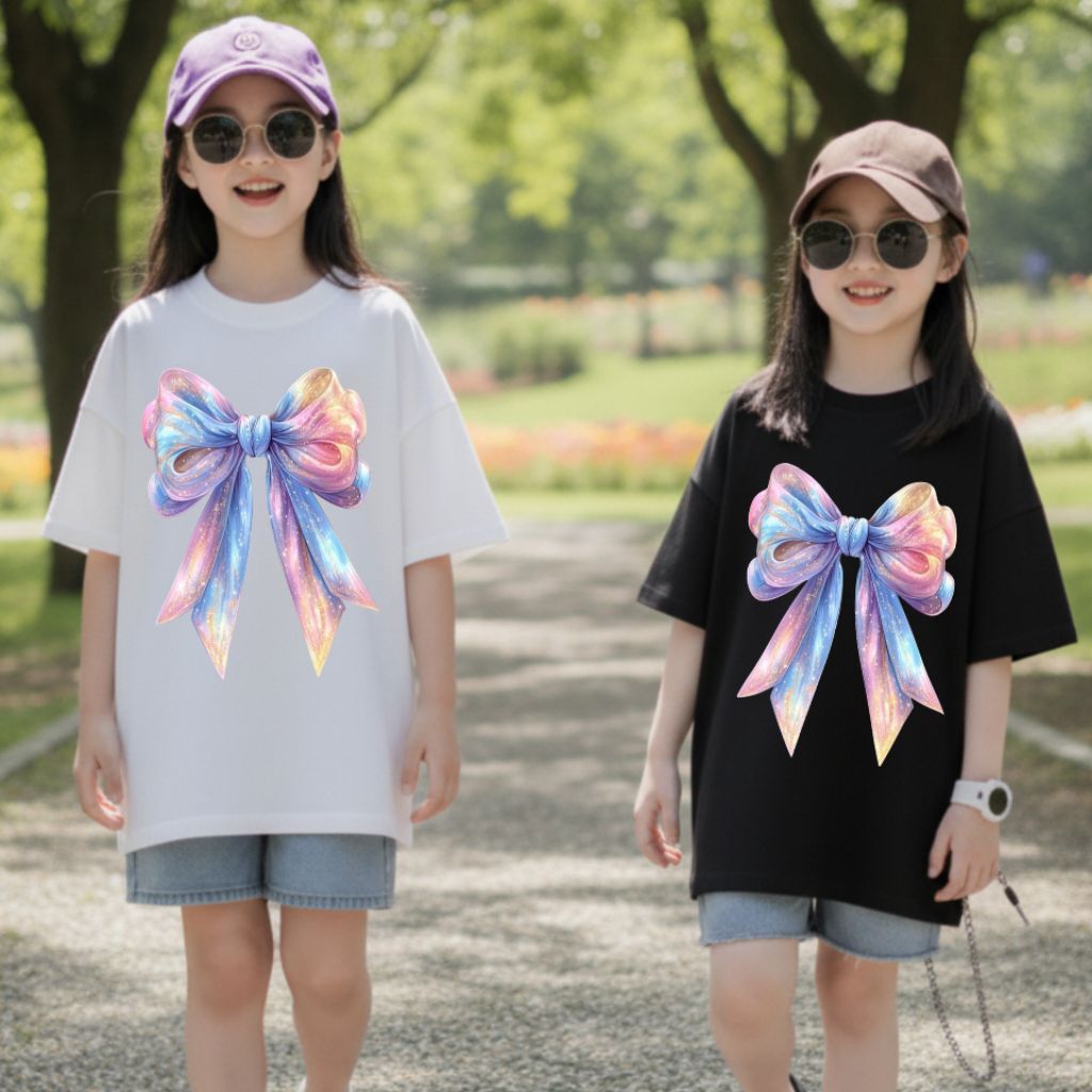 Kaos Oversize anak |Cewek 12 tahun |5-13 Tahun|kaos Pita Pelangi |korea style premium baju atasan|Ka