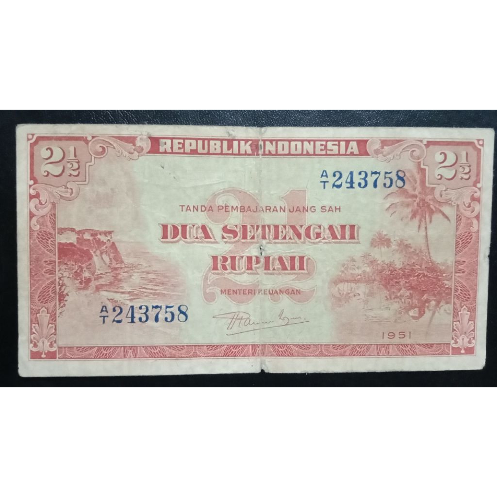 UANGKUNO 2.5 RUPIAH PEMANDANGAN ALAM THN 1951