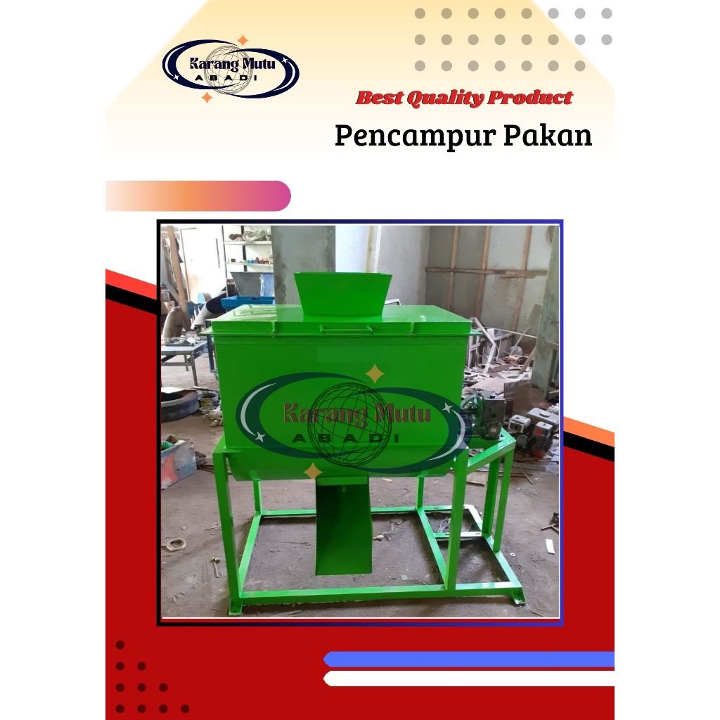 Karang Mutu ABADI Mesin Pengaduk Pakan Ternak Model Horizontal Kapasitas 150-200 kg Mixer Baglog Jam