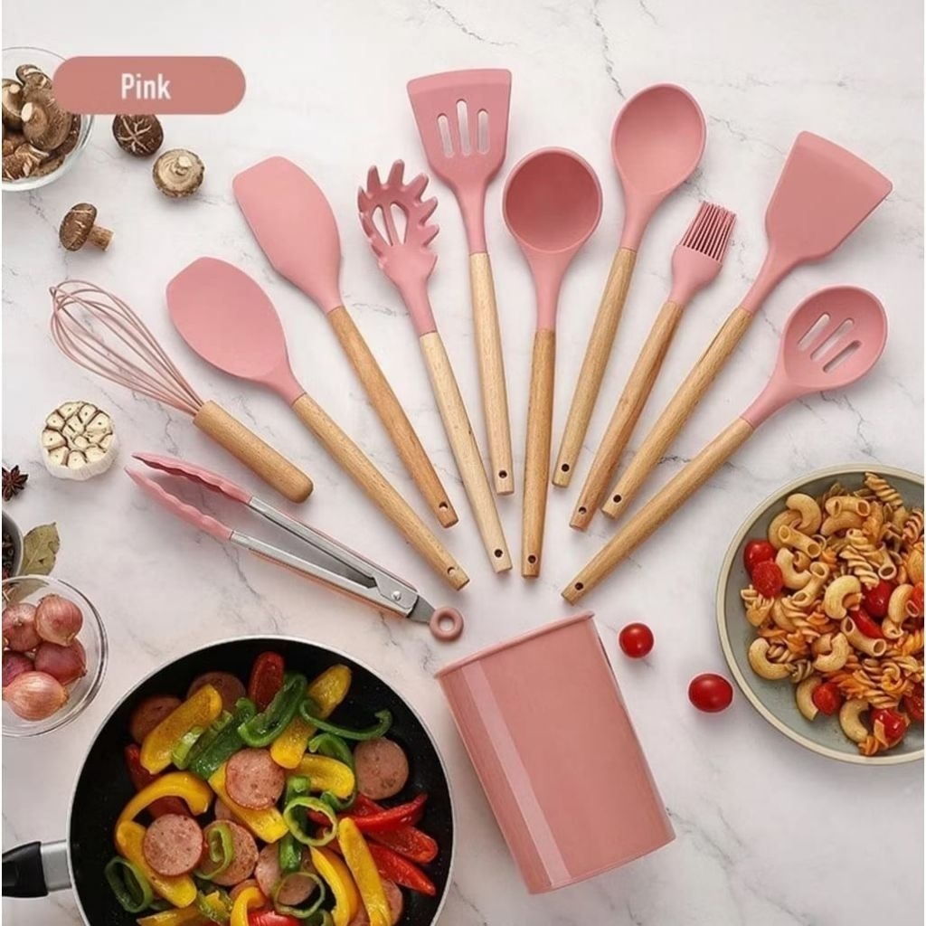 Set Alat Masak Silicone Premium 12 in 1 Anti Lengket & Anti Panas