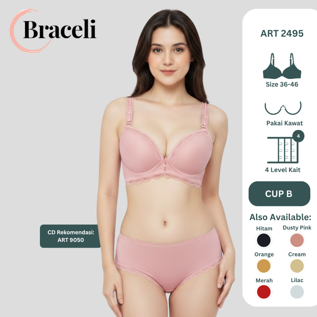 Bra Kawat Jumbo Braceli Busa Tebal Art 2495 | Cup B look C