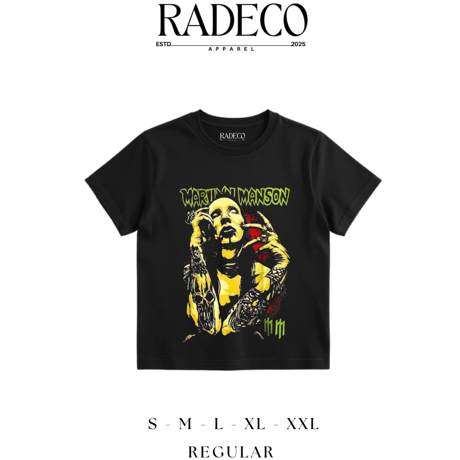 T-SHIRT RADECO - Marilyn Manson | Kaos Band Marilyn Manson Hitam Vintage Unisex Katun Premium