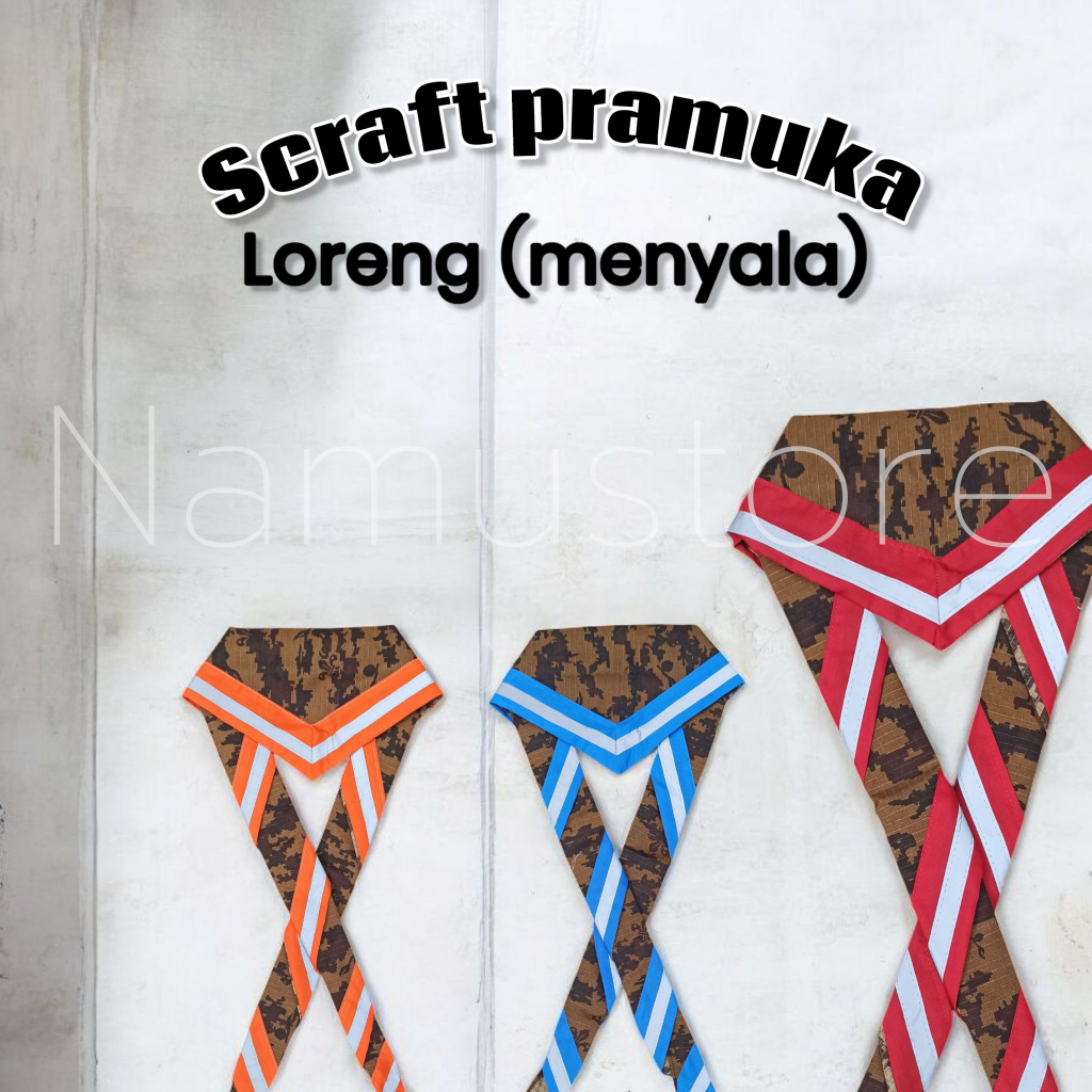 Scraf Pramuka Scout Scraft Glow In The Dark sublim / Syal pramuka loreng berbagai warna / scarf pram