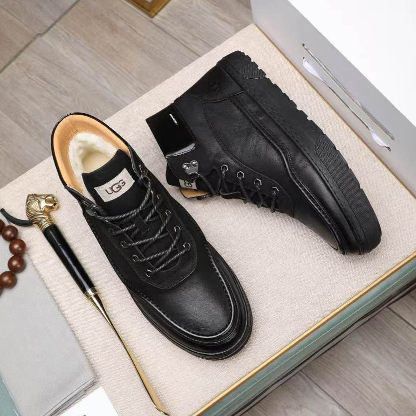 UGG new casual men's shoes with cowhide and suede toe layer, Martin boots