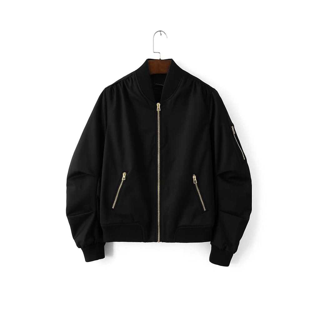 Jaket Bomber Wanita Saku Depan Resleting Terbaru  Jaket Bomber Wanita Kekinian Terbaru  Jaket Bomber