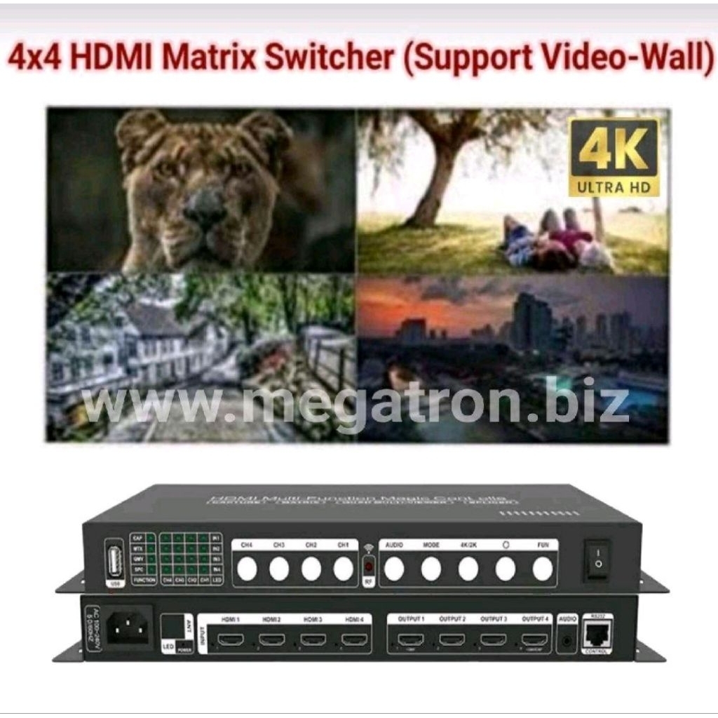 2x2 HDMI Video Wall Controller (4 input) - HDMI Matrix Switcher 4x4 Seamless
