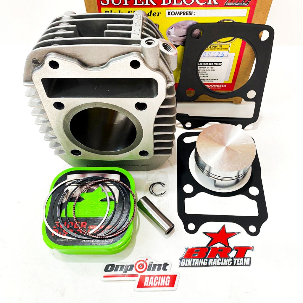 BLOK BOREUP CAST IRON PISTON BRT SUPRA X 125 KYZ 58.50 100% ORIGINAL BRT