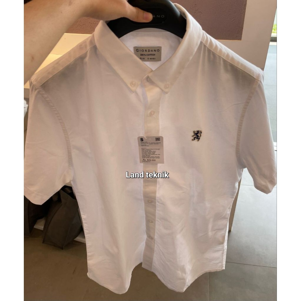 kemeja lengan pendek pria kemeja mini lion WHITE giordano original