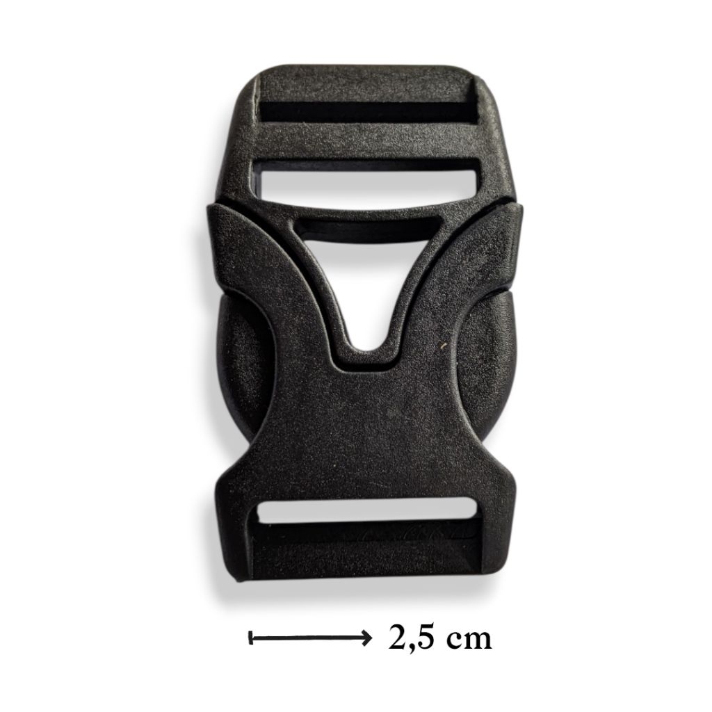 Kunci Sodok Aksesoris Tas Plastik Buckle PP Warna Hitam 2,5 Cm