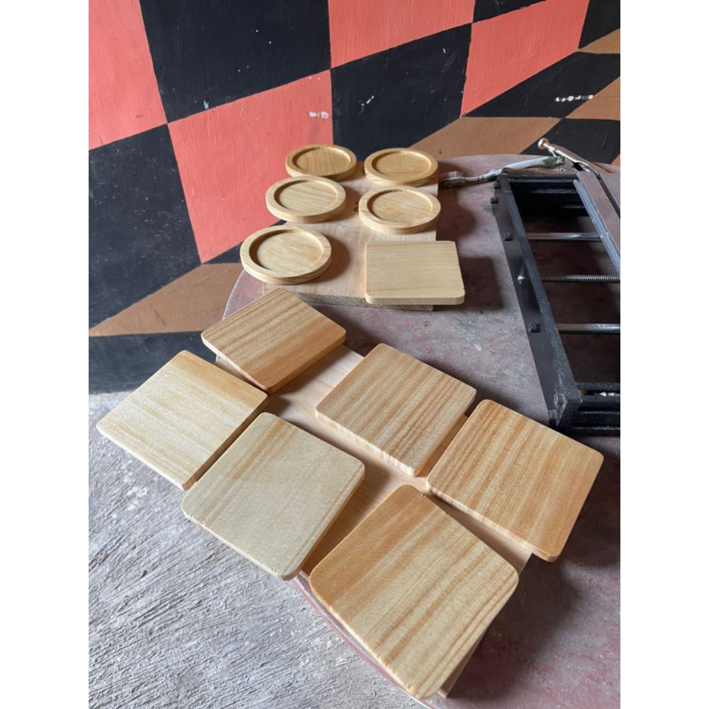 Tatakan gelas kotak/tatakan gelas kayu kotak/tatakan gelas