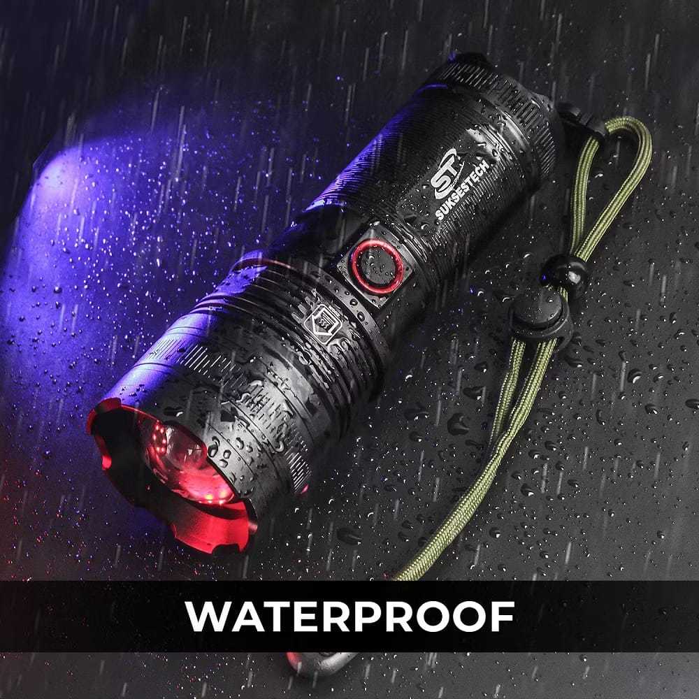 Senter LED Super Terang Jarak Jauh 2000 meter Zoomable Senter Anti Air Senter LED USB C Rechargeable