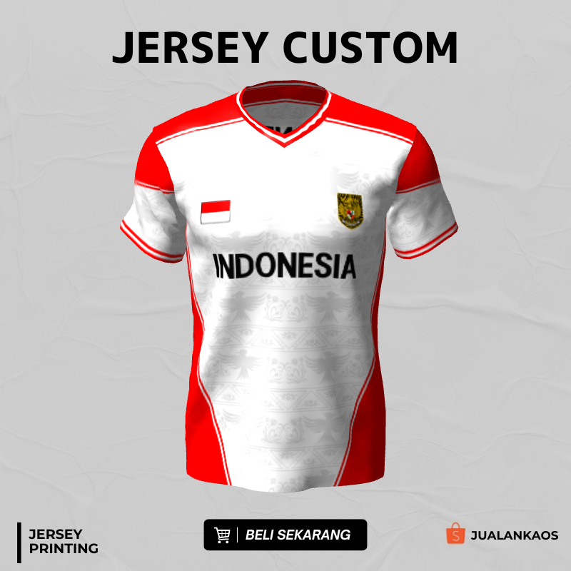 Kaos Jersey Futsal Timnas Merah Putih Motif Geometris 597 - Jersey Custom Full Printing Dryfit