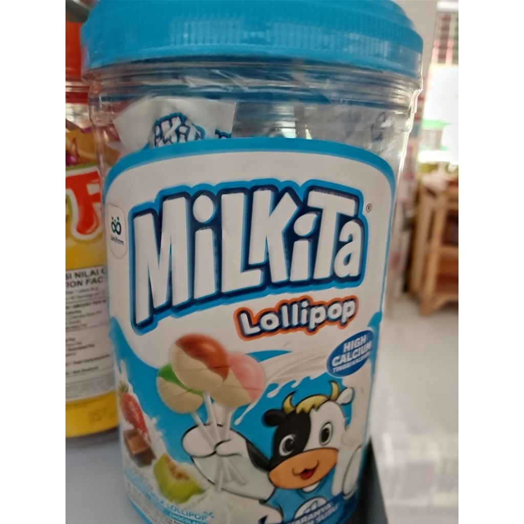 permen milkita lolipop toples