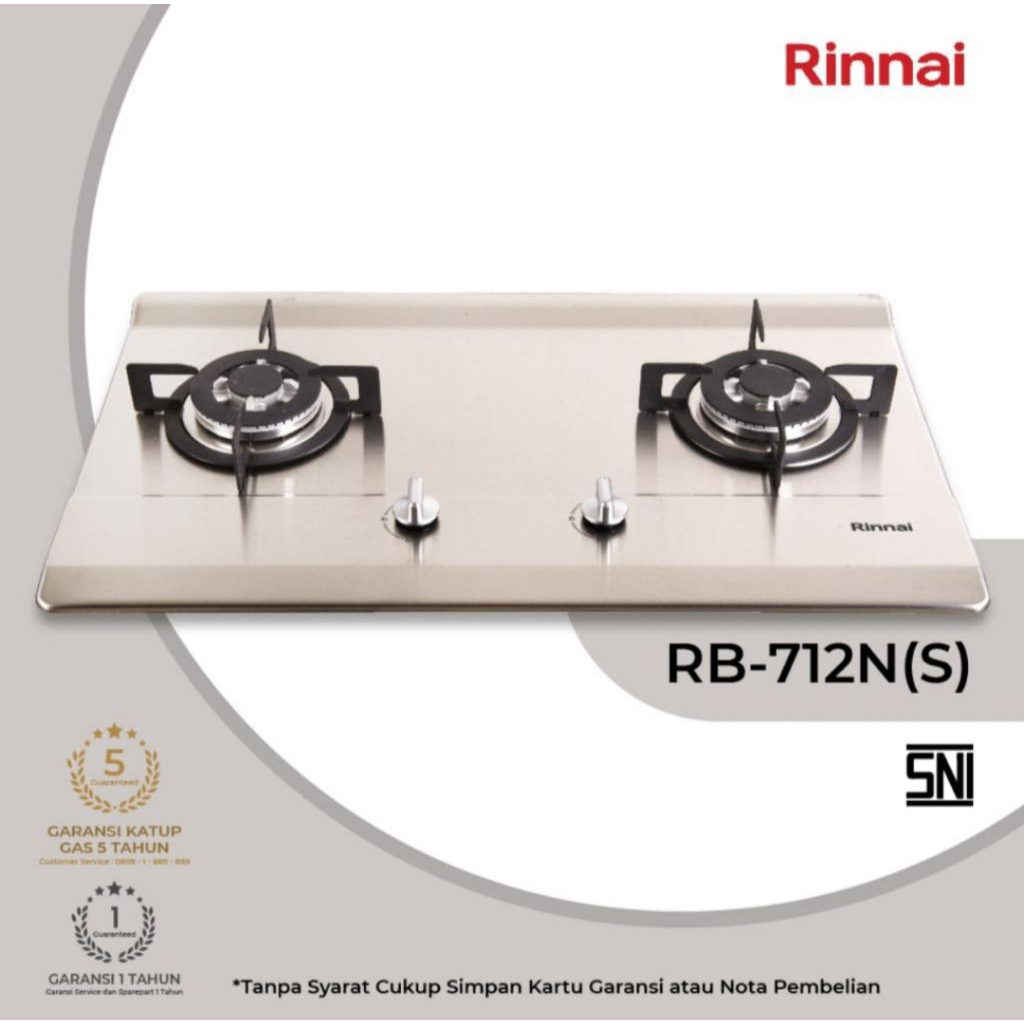 Kompor Gas Tanam Rinnai RB 712 N (S) stainless / Kompor Tanam Rinnai RB-712N (s)
