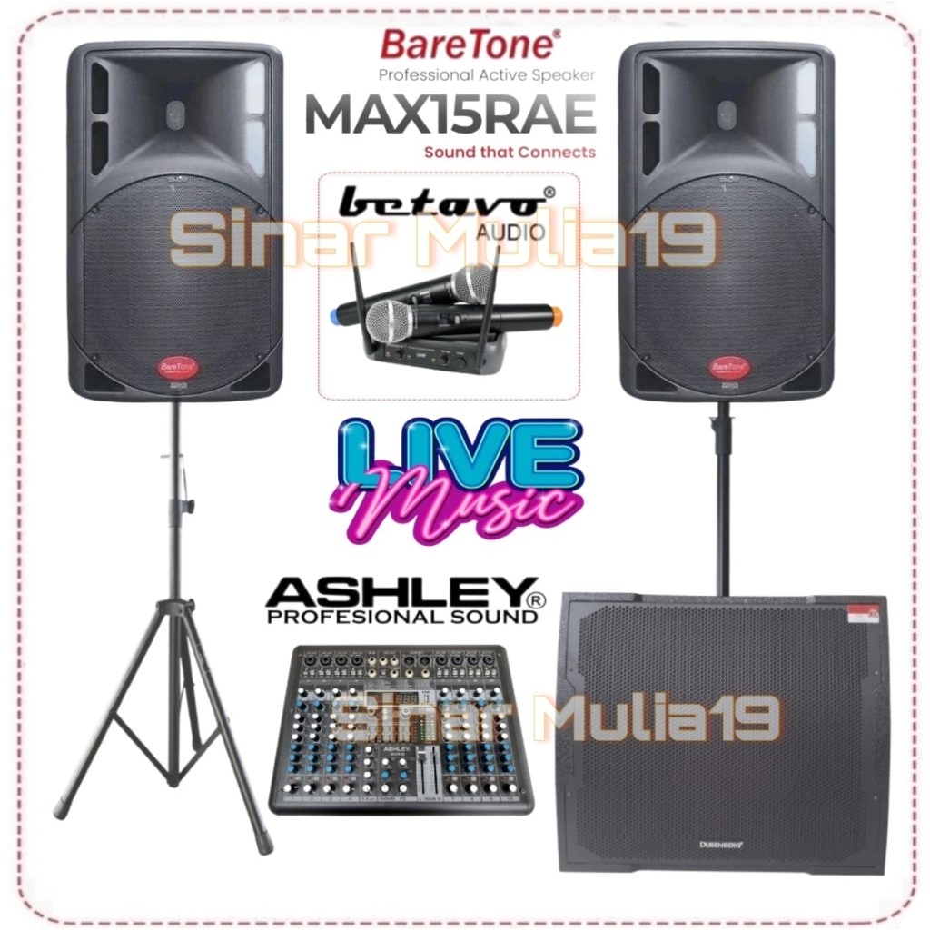 Paket Sound System Speaker Aktif 15 Inch BareTone MAX15RAE Subwoofer Aktif 18 Inch DusenBerg dB 18 P