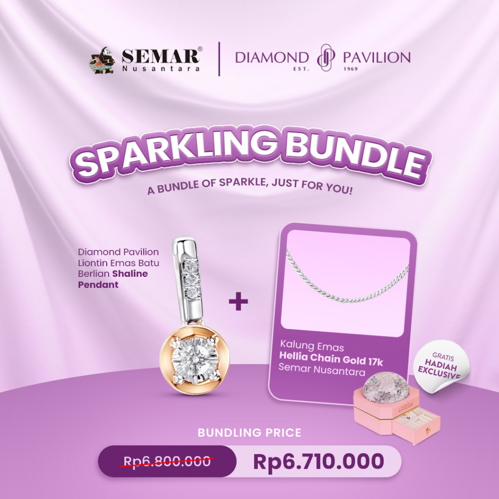 [BUNDLE] LIONTIN SHALINE DIAMOND PAVILION & KALUNG EMAS HELIA 17K SEMAR NUSANTARA