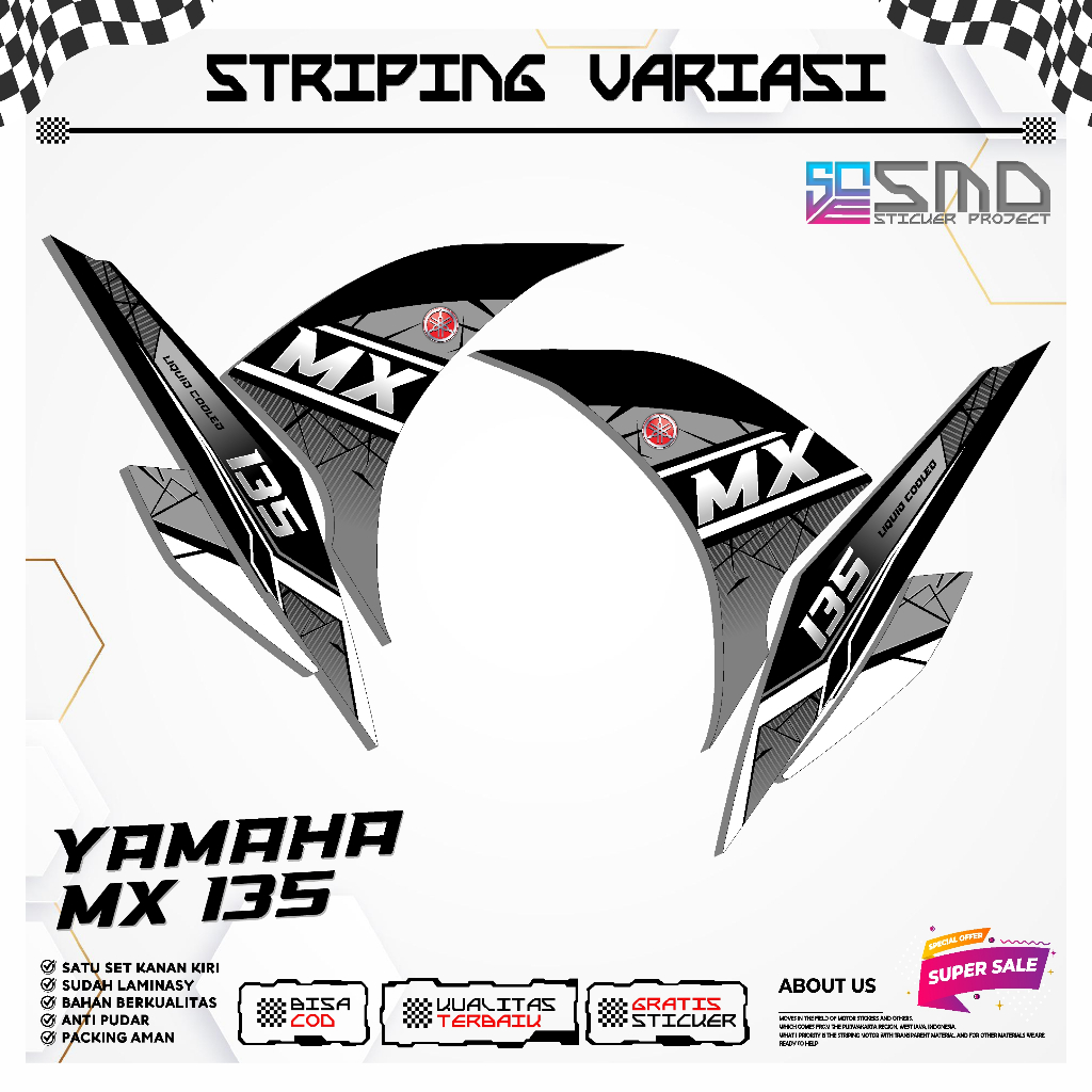 stiker striping motor yamaha jupiter mx 135 2014 mx new lis bodi standar