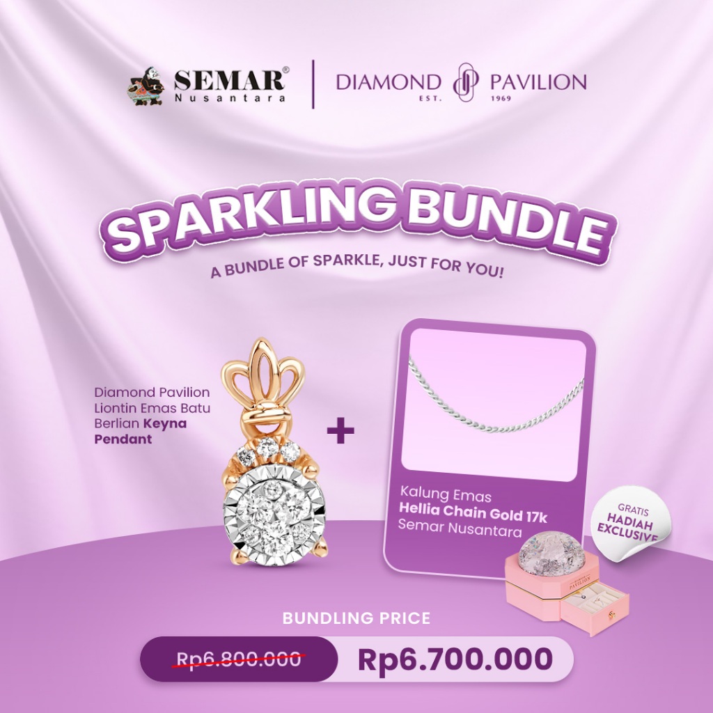 [BUNDLE] LIONTIN KEYNA DIAMOND PAVILION & KALUNG EMAS HELIA 17K SEMAR NUSANTARA