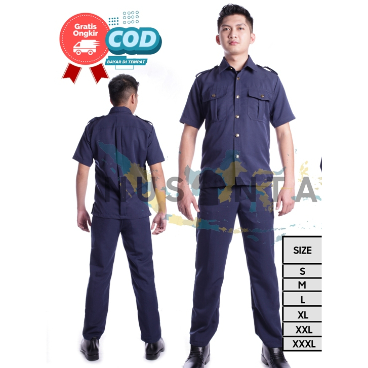 Seragam Safari Satpam Security 2025 Seragam Driver Supir Warna Navy Hitam Coklat