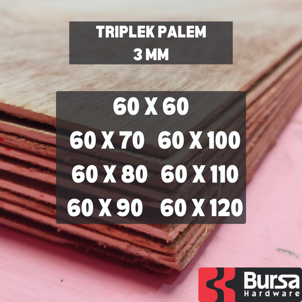 Triplek Palem 3mm Custom Plywood Multiplek Lebar 60cm Panjang 60-120cm