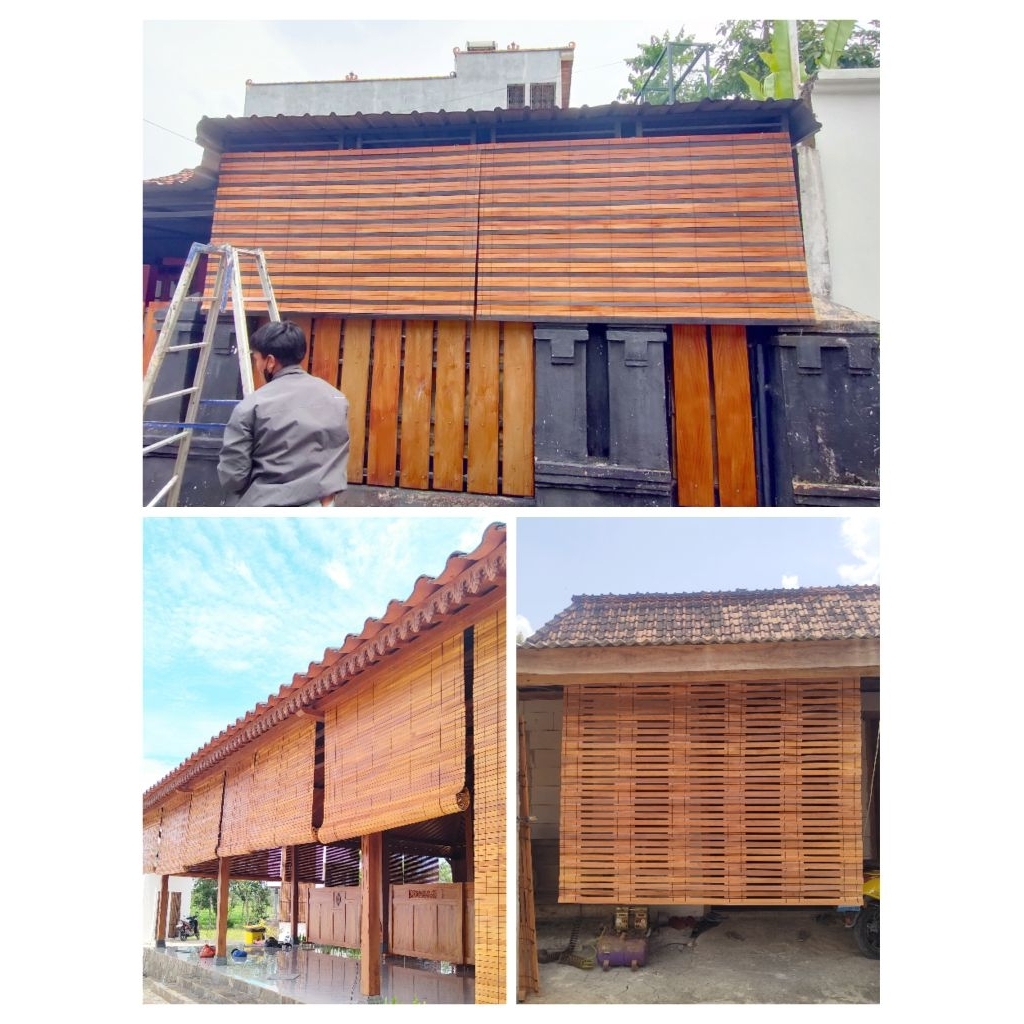 Tirai kayu jati gulung cocok untuk outdoor dan indoor