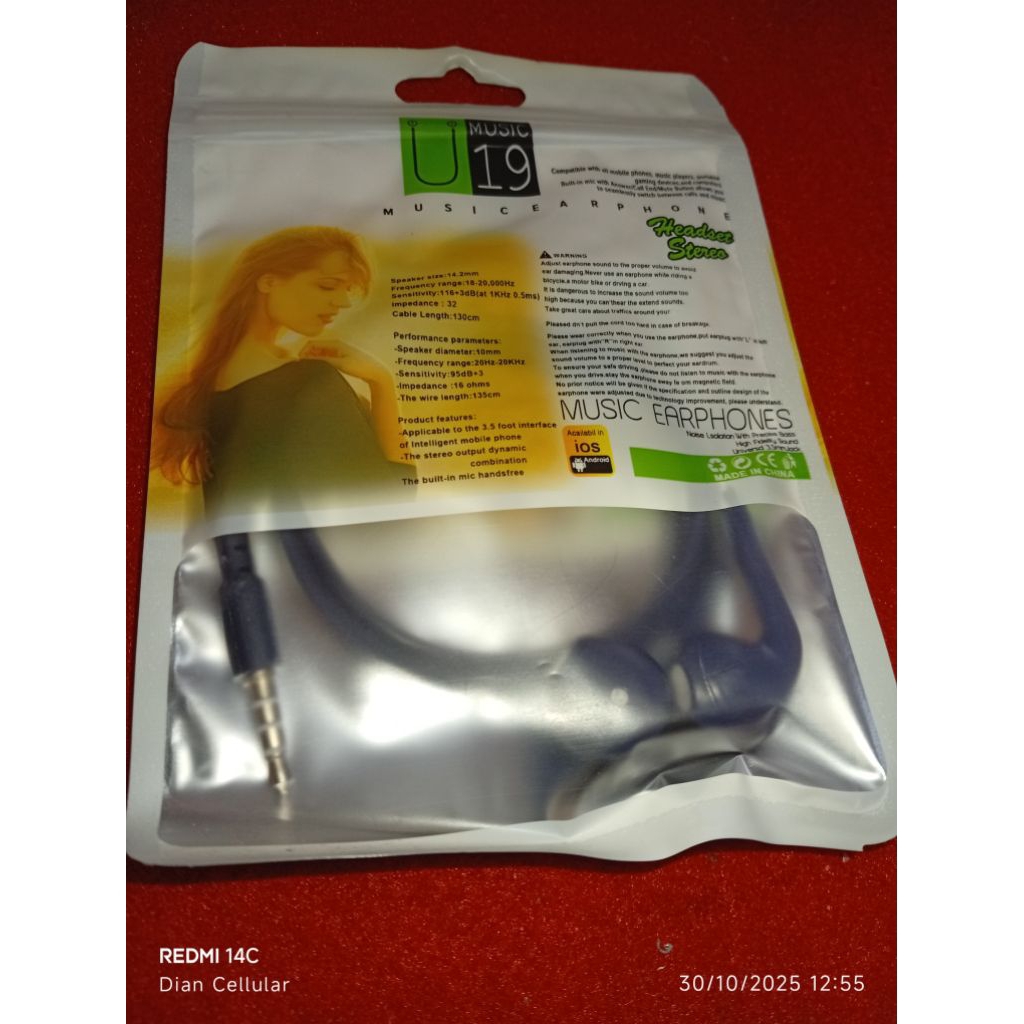 HEADSET STEREO MUSIC EARPHONE U MUSIC 19